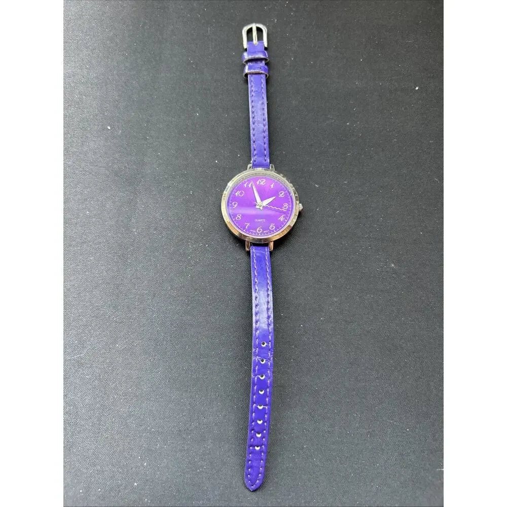 Silver Tone Purple Dial And Band Women’s Quartz Watch